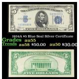 1934A $5 Blue Seal Silver Certificate Grades Choic