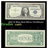 1957 $1 Blue Seal Silver Certificate Grades Gem CU