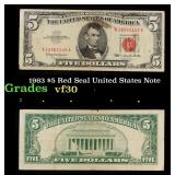1963 $5 Red Seal United States Note Grades vf++