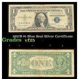 1957B $1 Blue Seal Silver Certificate Grades vf+