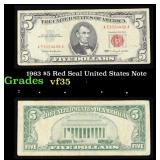 1963 $5 Red Seal United States Note Grades vf++