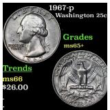1967-p Washington Quarter 25c Grades GEM+ Unc