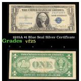 1935A $1 Blue Seal Silver Certificate Grades vf+
