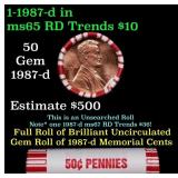 BU Shotgun Lincoln 1c roll, 1987-p 50 pcs Bank Wra