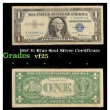1957 $1 Blue Seal Silver Certificate Grades vf+