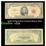 1963 $5 Red Seal United States Note Grades vf++
