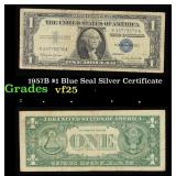 1957B $1 Blue Seal Silver Certificate Grades vf+