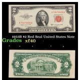 1953B $2 Red Seal United States Note Grades xf