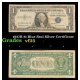1957B $1 Blue Seal Silver Certificate Grades vf+