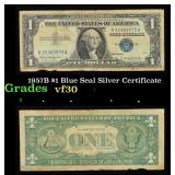 1957B $1 Blue Seal Silver Certificate Grades vf++