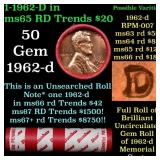 BU Shotgun Lincoln 1c roll, 1962-d 50 pcs Dunbar W