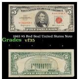 1963 $5 Red Seal United States Note Grades vf++