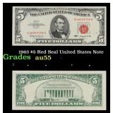 1963 $5 Red Seal United States Note Grades Choice