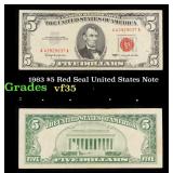 1963 $5 Red Seal United States Note Grades vf++