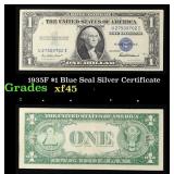 1935F $1 Blue Seal Silver Certificate Grades xf+