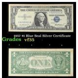 1957 $1 Blue Seal Silver Certificate Grades vf++