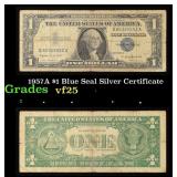 1957A $1 Blue Seal Silver Certificate Grades vf+