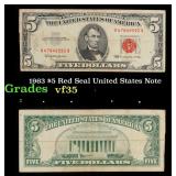 1963 $5 Red Seal United States Note Grades vf++