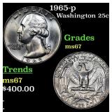 1965-p Washington Quarter 25c Grades GEM++ Unc