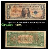 1957A $1 Blue Seal Silver Certificate Grades vf+