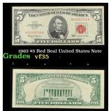 1963 $5 Red Seal United States Note Grades vf++