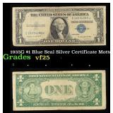 1935G $1 Blue Seal Silver Certificate Grades vf+ M