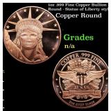 1oz .999 Fine Copper Bullion Round - Statue of Lib