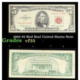 1963 $5 Red Seal United States Note Grades vf++
