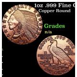 1oz .999 Fine Copper Bullion Round - Indian Gold C
