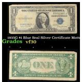 1935G $1 Blue Seal Silver Certificate Grades vf++