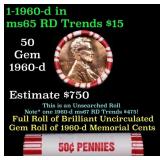 BU Shotgun Lincoln 1c roll, 1960-d 50 pcs Bank Wra