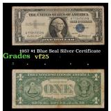 1957 $1 Blue Seal Silver Certificate Grades vf+