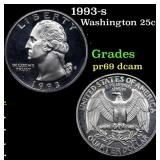 1993-s Proof Washington Quarter 25c Grades GEM++ P