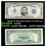 1934C $5 Blue Seal Silver Certificate Grades Choic