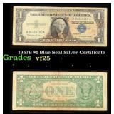 1957B $1 Blue Seal Silver Certificate Grades vf+