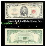 1963 $5 Red Seal United States Note Grades vf++
