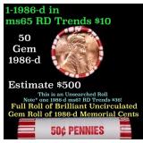 BU Shotgun Lincoln 1c roll, 1986-d 50 pcs Bank Wra