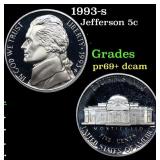 1993-s Proof Jefferson Nickel 5c Grades GEM++ Proo