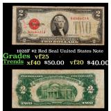 1928F $2 Red Seal United States Note Grades vf+