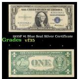 1935F $1 Blue Seal Silver Certificate Grades vf++