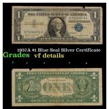 1957A $1 Blue Seal Silver Certificate Grades vf de