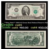 **Star Note** 2003 $2 Green Seal Federal Reserve N
