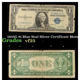 1935G $1 Blue Seal Silver Certificate Grades vf+ M