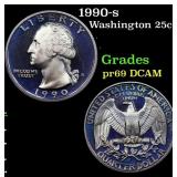 1990-s Proof Washington Quarter 25c Grades GEM++ P