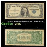 1957B $1 Blue Seal Silver Certificate Grades vf+
