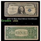 1957 $1 Blue Seal Silver Certificate Grades vf+
