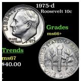 1975-d Roosevelt Dime 10c Grades GEM++ Unc