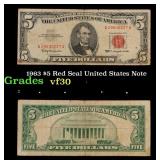1963 $5 Red Seal United States Note Grades vf++