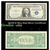 1957B $1 Blue Seal Silver Certificate Grades vf++