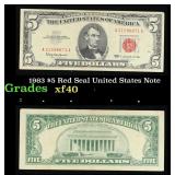 1963 $5 Red Seal United States Note Grades xf